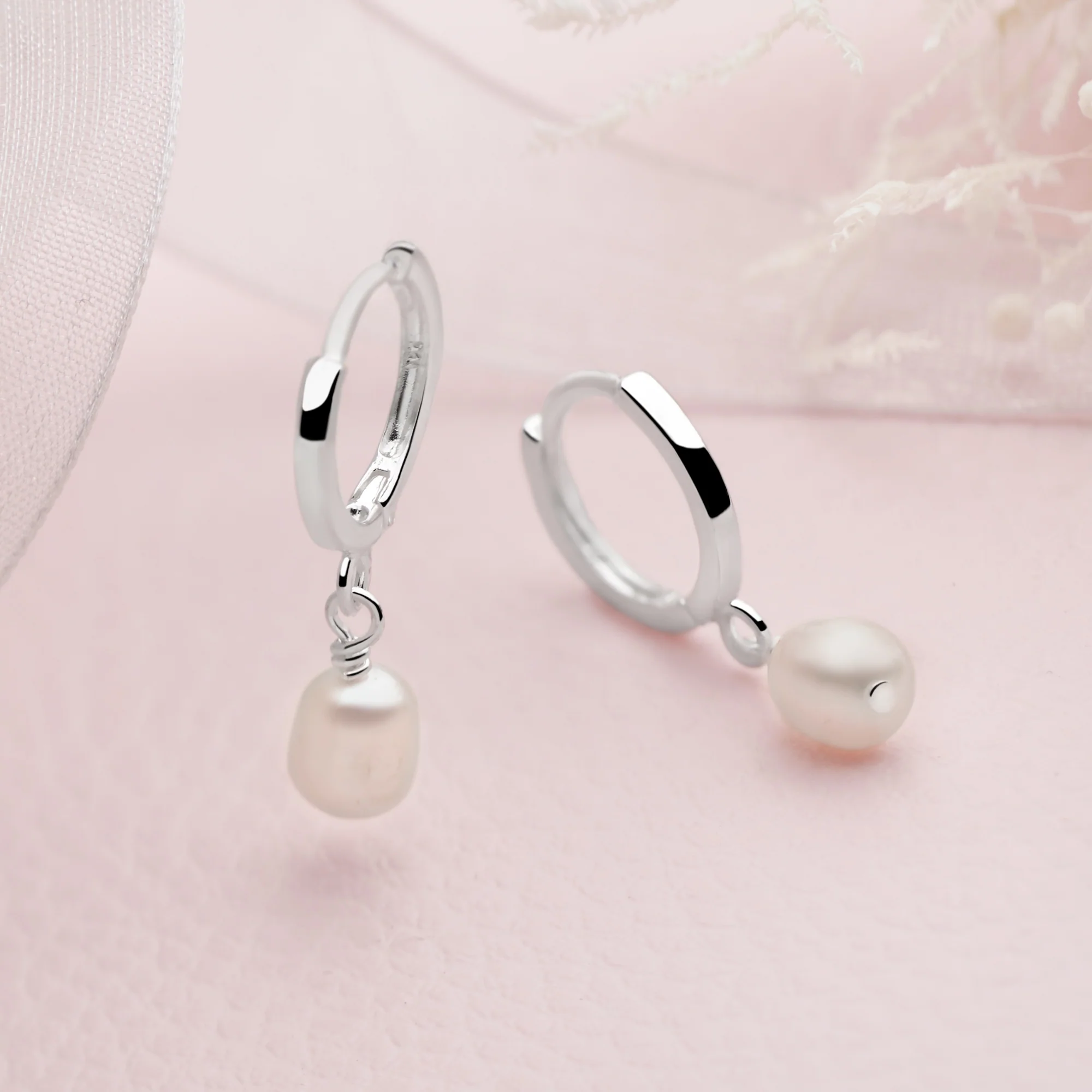 Pearl Charm Hoops - Image 2
